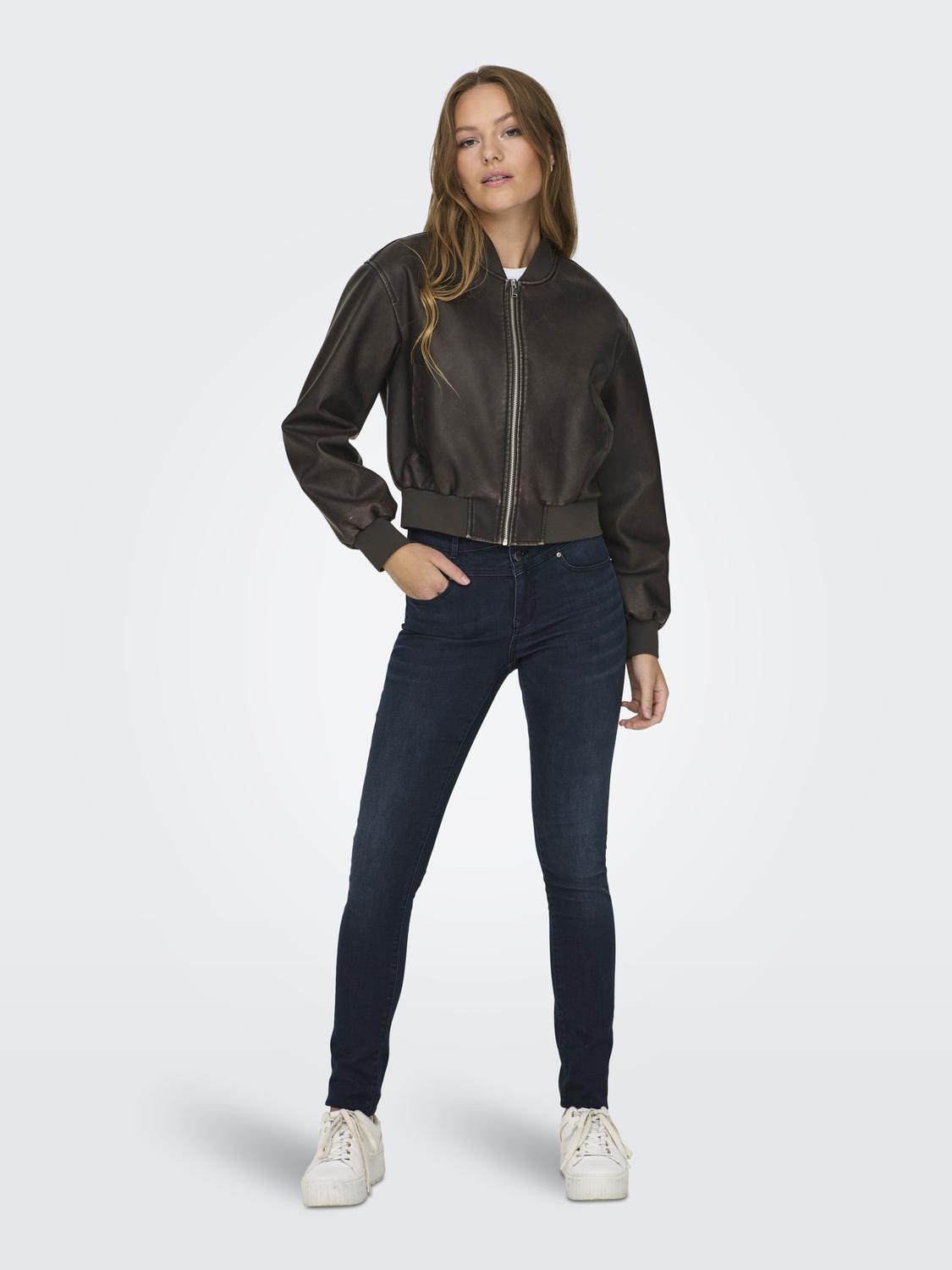 ONLJANE Bomber Faux Leather Jacket - Brun
